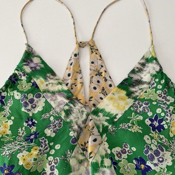 Vintage Rebecca Taylor Y2K Fairy Silk Tank Top Cami Kelly Green Yellow Boho 2 - Picture 10 of 12